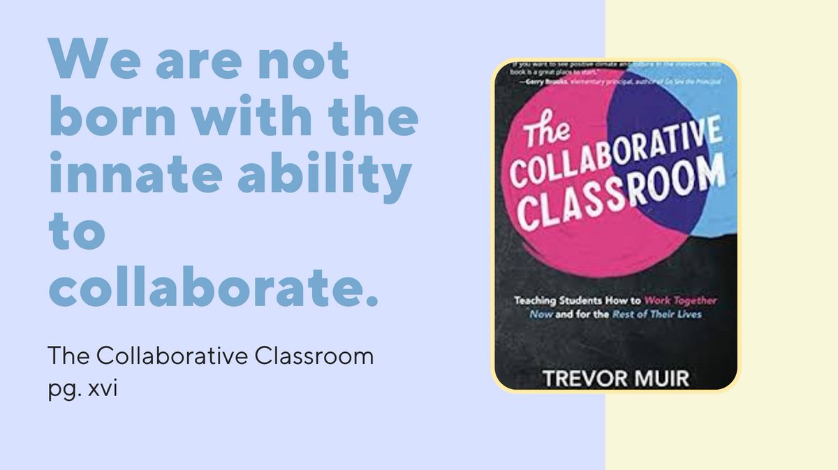 #edureading The Collaborative Classroom- finding nuggets before I get to Ch 1!If collaboration is a skill then it can be taught, and that, should be our goal. #CollaborativeClassroom is full of real ideas and resources. I suggest it as an end of summer read <a href="/trevormuir/">Trevor Muir</a> <a href="/dbc_inc/">Dave Burgess Consulting, Inc.</a>