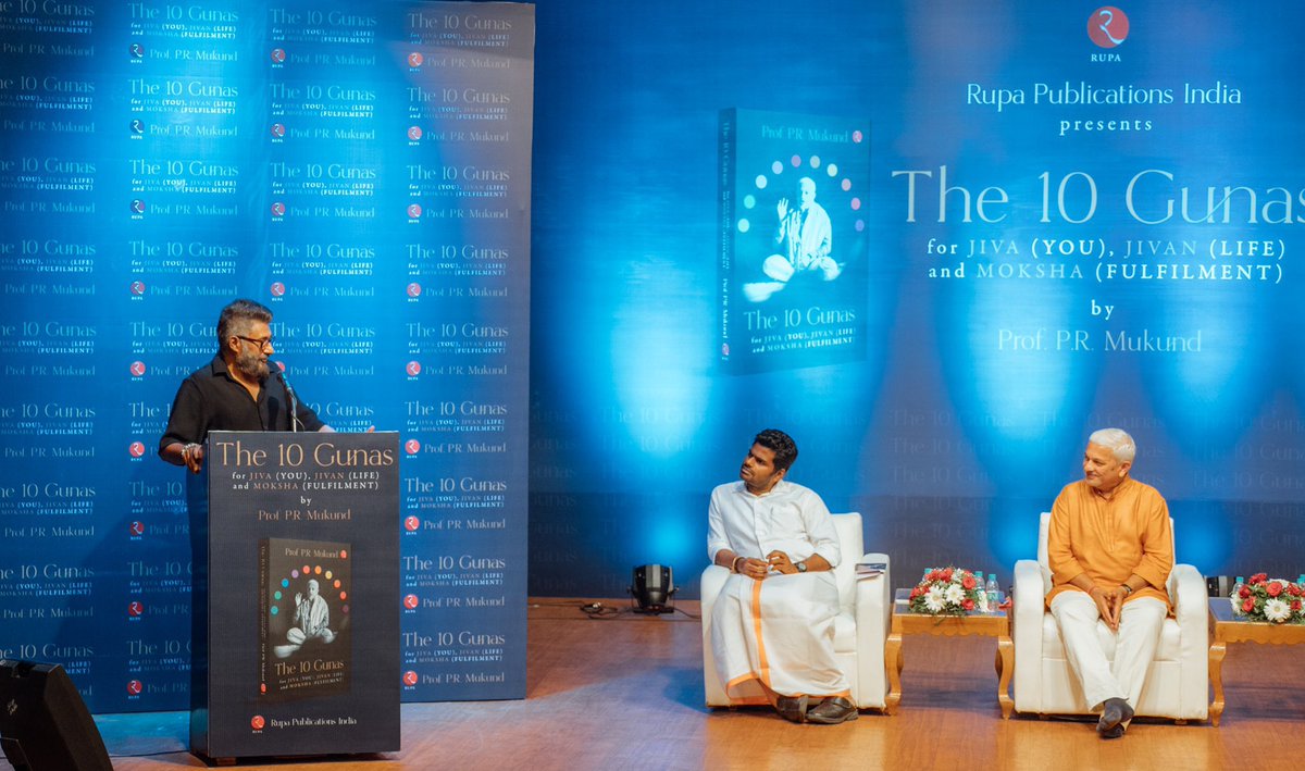 vivekagnihotri's tweet photo. I’d like to thank wonderful people of Chennai, @ProfPRMukund and dynamic leader &amp; new hero of TN @annamalai_k and the organisers for all the love. 

#10Gunas is a book everyone must read. It’s about how Indic values can be used for modern day success. @Rupa_Books https://t.co/We8ubT9nHz