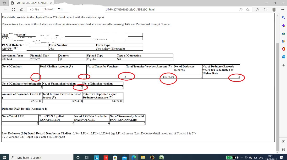 Pradeep925793's tweet photo. TDS RPU 4.3 and FVU 7.8 showing incorrect reports in html. Higher rate deducted showing as we have not selected for Higher Rate in RPU and Transfer Voucher showing. How we can file TDS Returns in this type of utility? @Protean_Tech @FinMinIndia @nsitharaman @nsitharamanoffc https://t.co/Cz6X3qjilm
