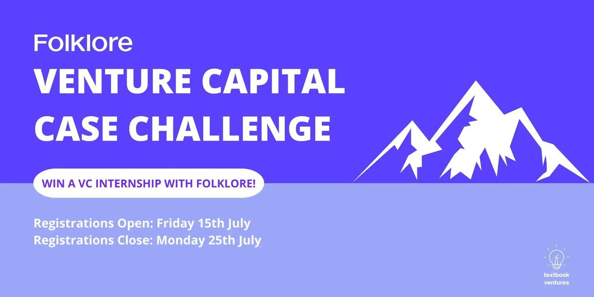 Textbook Ventures (@tb_ventures) on Twitter photo It's case competition season! ⚡ Don't miss the opportunity to enter our VC Case Competition with
<a href="/Folklorevc/">Folklore Ventures</a> for your chance to win a VC internship. More info on our FB page: buff.ly/3PwRmXr It's case competition season! ⚡ Don't miss the opportunity to enter our VC Case Competition with
<a href="/Folklorevc/">Folklore Ventures</a> for your chance to win a VC internship. More info on our FB page: buff.ly/3PwRmXr