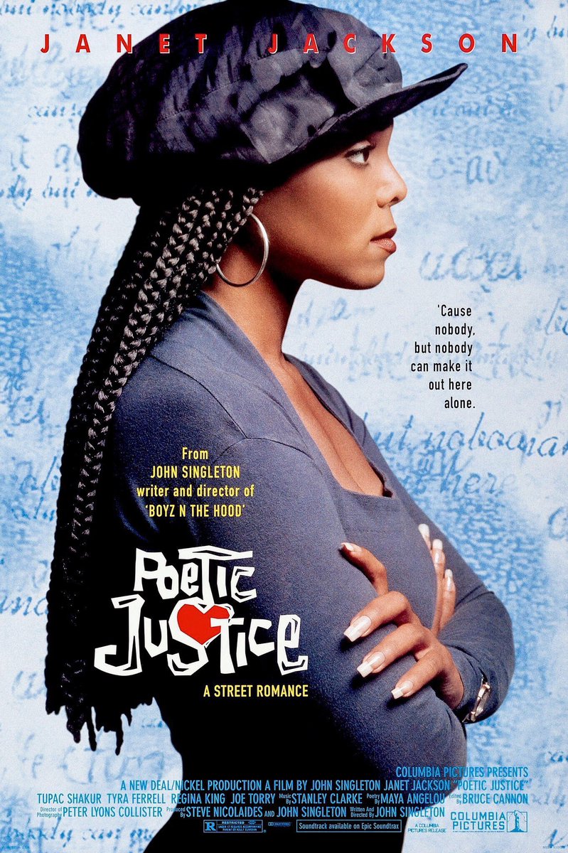 🎬MOVIE HISTORY: 29 years ago today, July 23, 1993 the movie ‘Poetic Justice’ opened in theaters!

#JanetJackson #TupacShakur #ReginaKing #JoeTorry #RogerGuenveurSmith #TyraFerrell #MayaAngelou #BillyZane #LoriPetty #KhandiAlexander #JeniferLewis #KimberlyBrooks #CliftonCollinsJr