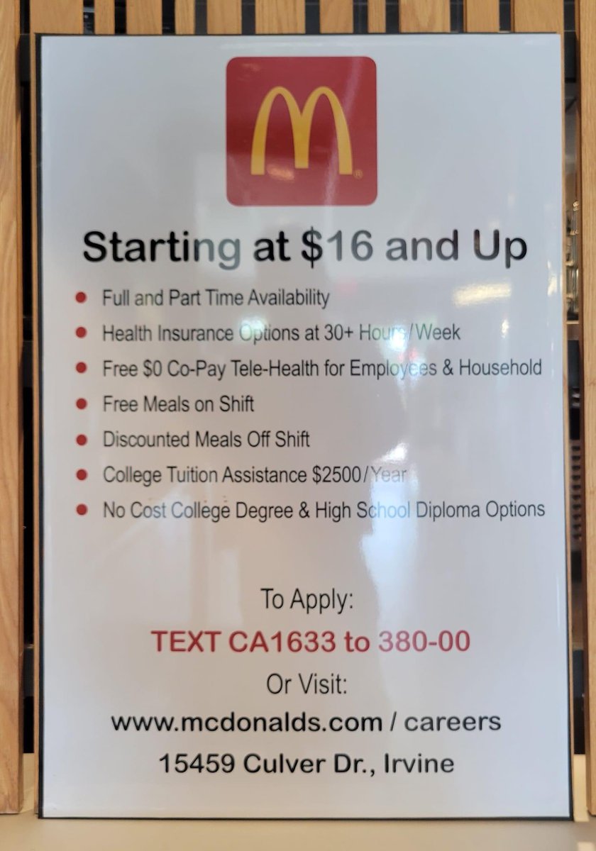 マックジョブって英語では低技能低賃金で昇進もなく将来性ない仕事の代名詞なんだけど ・時給2100円スタート ・週30時間以上で健康保険  ・自己負担０の遠隔医療相談(含家族) ・まかない有 ・年額33万の大学学費補助 ・無料の大卒＆高卒資格支援制度 これは日本人も出稼ぎ ...