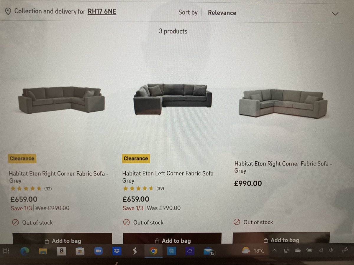 ⁦<a href="/HabitatUK/">HabitatUK</a>⁩ this is your website today selling Eton corner sofas. Delivered grey one on right but wrong long length. Then found another with picture showing long length on left. Please fix your website so pictures represent the product. Sending back since wrong orientation