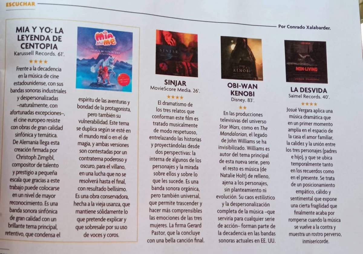 ZirnScore's tweet photo. 1/4 Amazing review of my score for the @miaandme2015 feature in Spain‘s biggest film magazine @fotogramas_es , right next to the #ObiWan review
#composerlife #filmcomposer #soundtrack #animation #centopia https://t.co/lIkeU1mQIB