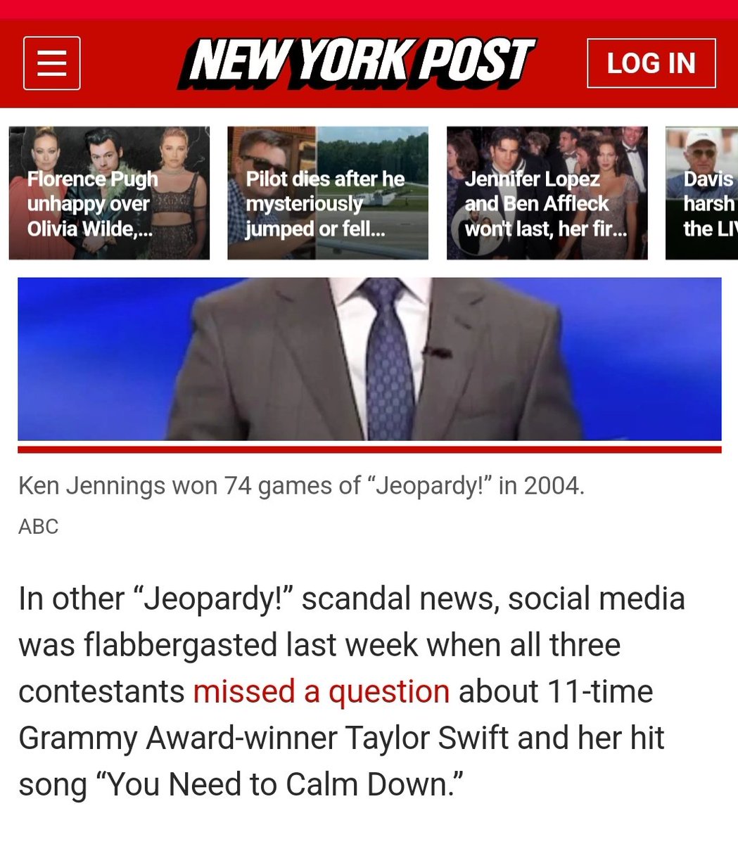 "Flabbergasted" really? That some contestants on Jeopardy didn't know that song? I've never heard that song either. It doesn't matter how many awards she has, not everyone has the same tastes so why are we 'Flabbergasted' when someone doesn't like the same things we do?? Morons.