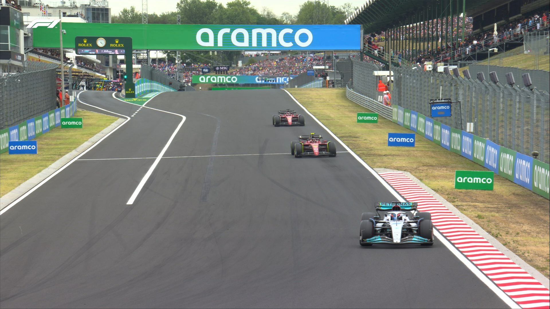 George Russell, Carlos Sainz i Charles Leclerc