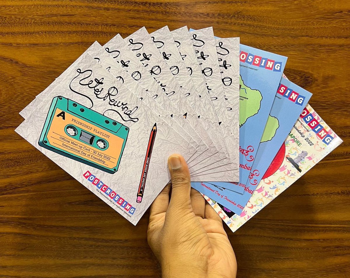 TheMuteGuy's tweet photo. The meet-up cards from yesterday’s @postcrossing #InternationalDayofFriendship meet up at Mumbai GPO! We had the live postcards for the first time and it turned out to be an amazing concept! Absolutely loved it!!
PS - #meetup cards available for swap. #postcrossing #cardswap https://t.co/uVQIb6bgUM