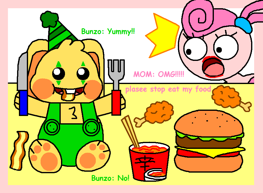 Cuddles_Nam's tweet photo. Oh no! Bunzo bunny likes eating bacon and leg chicken very much got fat. #bunzobunny #bunzo #bunnyfanart #mommylonglegs #poppyplaytime #eating #food https://t.co/6pmdXf4qmB