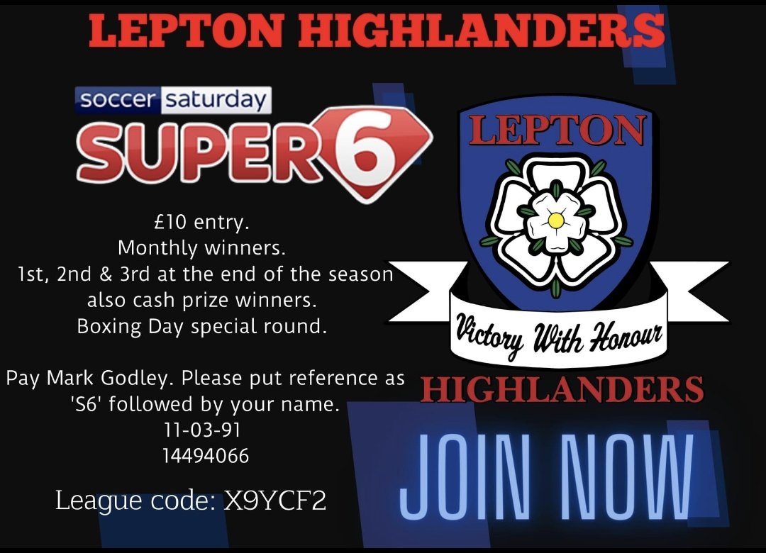 LHighlandersFC's tweet photo. Reminder of our annual Super 6 league https://t.co/WmWqLBRA10