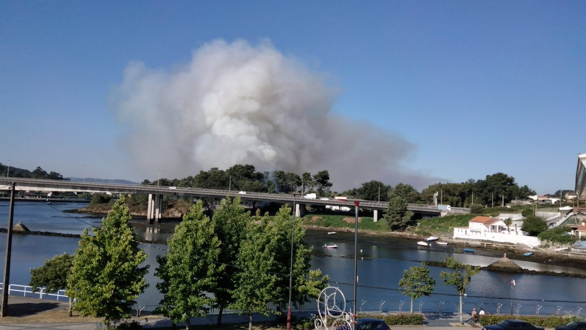 🔥 #Incendios | Incendio forestal en Poio nas proximidades da ponte da AP-9 sobre a ría pontevedraviva.com/xeral/87368/in…
