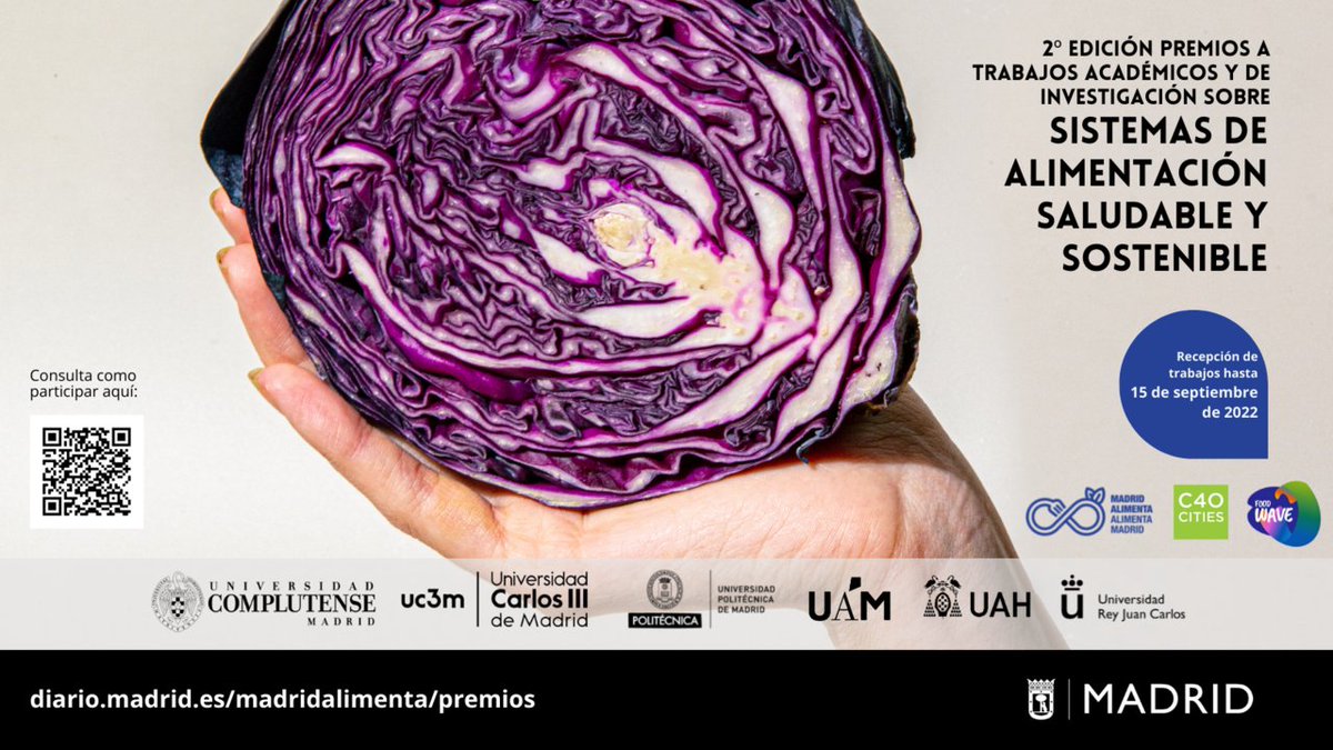 JMDpvallecas's tweet image. 📢 Continúa abierta la convocatoria de la 2ª edición de los premios a trabajos académicos y de investigación sobre sistemas alimentarios saludables y sostenibles en la ciudad de #Madrid.
✅ Recepción de trabajos hasta el 15 de septiembre. 
👉 informate.madrid.es/5n4rw1