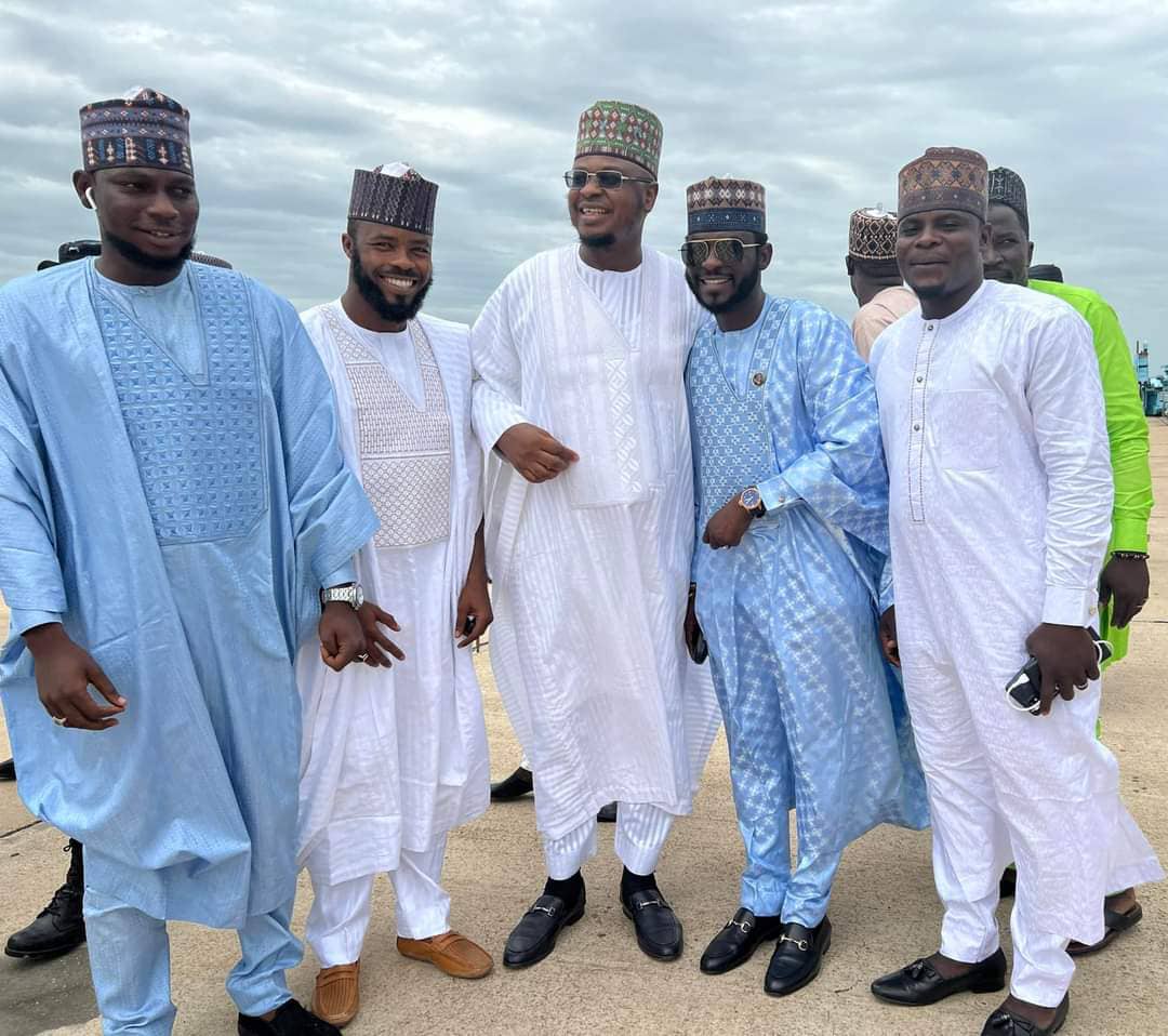 HonSabon's tweet photo. Exchanging pleasantries
 with professor @ProfIsaPantami at the wedding Fatiha of H.E @KashimSM 's doughter in maiduri .
              30th/07/22
@officialABAT @OfficialAPCNg @Shaabansharada @ProfOsinbajo @MBuhari @HouseNGR @SpeakerGbaja @SpeakerTambuwal @GovUmarGanduje https://t.co/cAJ57hK8fG