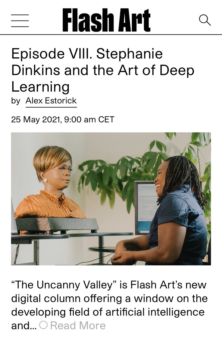 AXEL (@alexestorick) on Twitter photo Recently, <a href="/AndrewYNg/">Andrew Ng</a> advocated less big data and better small data. <a href="/stephdink/">stephanie dinkins</a> has been working with small data for years…
Art can lead the tech industry out of the #Web2 nightmare 🦾
Happy to talk with the artist at <a href="/M_Brandhorst/">Museum Brandhorst</a> for <a href="/RtClick_Save/">Right Click Save</a>
flash---art.com/2021/05/stepha… Recently, <a href="/AndrewYNg/">Andrew Ng</a> advocated less big data and better small data. <a href="/stephdink/">stephanie dinkins</a> has been working with small data for years…
Art can lead the tech industry out of the #Web2 nightmare 🦾
Happy to talk with the artist at <a href="/M_Brandhorst/">Museum Brandhorst</a> for <a href="/RtClick_Save/">Right Click Save</a>
flash---art.com/2021/05/stepha…