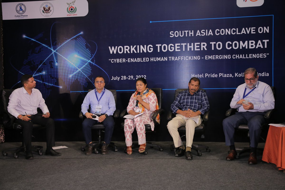SHAKTIVAHINI's tweet photo. Session to find Solutions for Online-Stakeholder Cooperation - Strategies &amp; good practices to combat Cyber-Enabled Human Trafficking at South Asia Conclave on July 28-29 in Kolkata, organized by @USAndKolkata, @SHAKTIVAHINI , and @cyberpeacengo #EndHumanTrafficking https://t.co/dRb5dGtuts