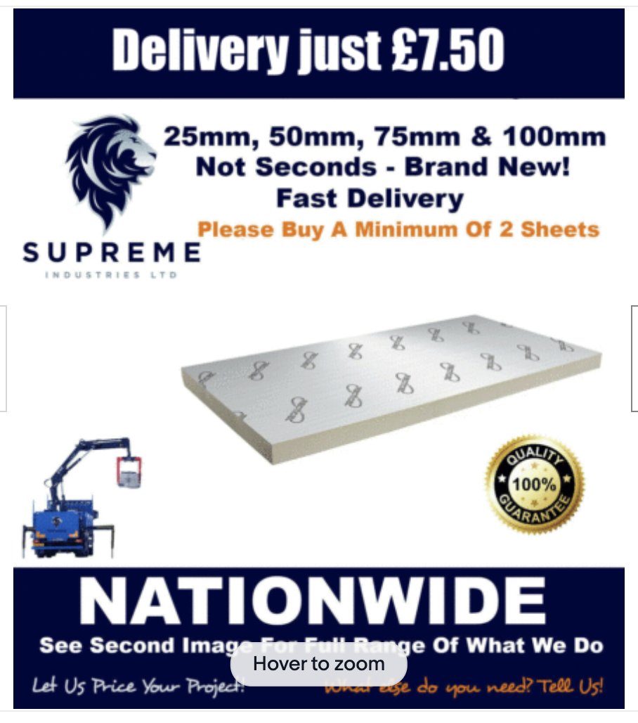 LocalBizImages's tweet photo. GREAT DEALS ON INSULATION
Celotex / Kingspan PIR Insulation 2400x1200 Sheet-Delivery Just £7.50 Nationwide - https://t.co/JXO0tFTV5A #kingspan #insulation #celotex #100mm #PIRinsulation #PIR #build #Construction #constructionindustry https://t.co/mUSPmXVEPU