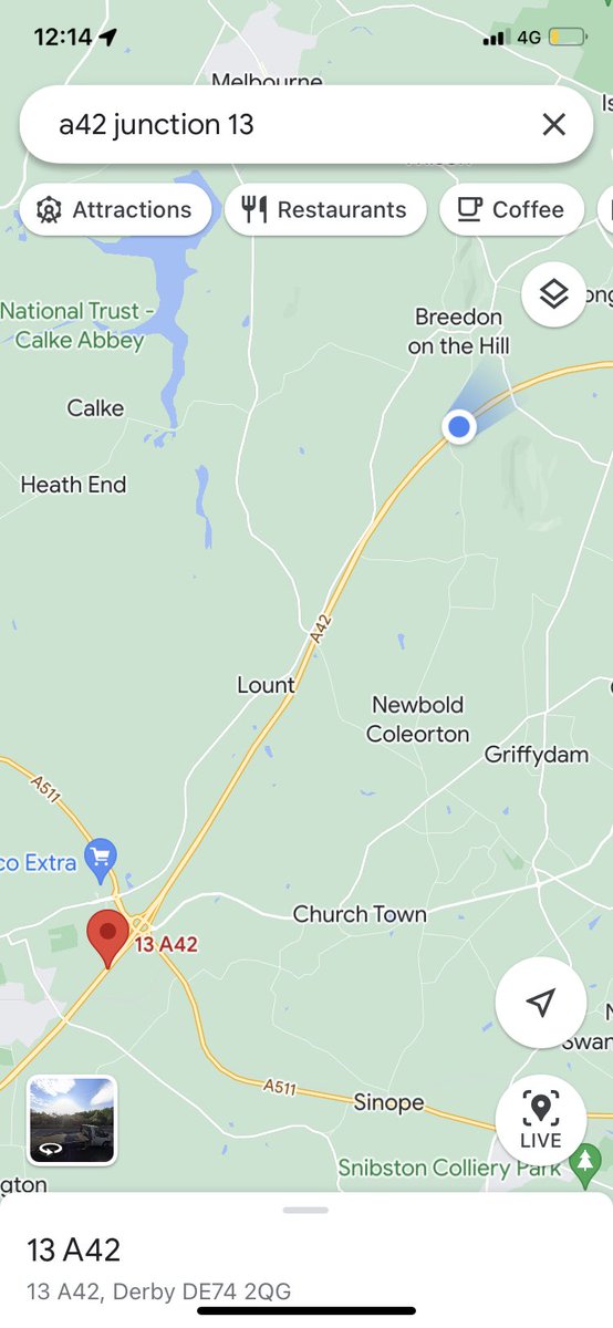 LGallagherCC's tweet photo. @AGeordieRobin @watson14127 @Isaac90721993 @leicspolice I’m the blue dot standstill, heading northbound so defo past J13. https://t.co/mbhhOUNBbY