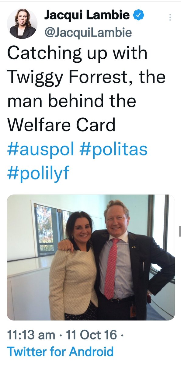 MSMWatchdog2013's tweet photo. @thesayno7 @LyndaFrench19 @JacquiLambie catching up with Twiggy Forrest in October 2016, "the man behind the *Welfare Card".
*Welfare is such a demeaning term.
#auspol #politas #polilyf https://t.co/YHCx4zKwWK
https://t.co/ZQBvixGSdu https://t.co/QXs5BUzVD1