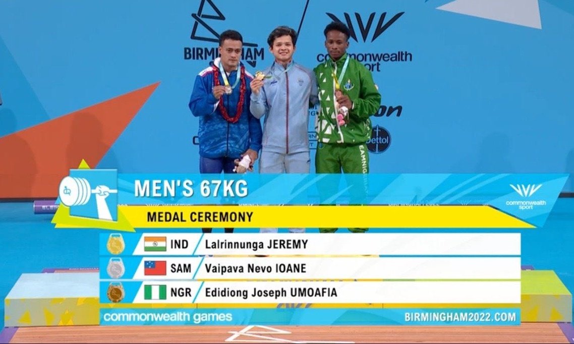 ADG PI - INDIAN ARMY (@adgpi) on Twitter photo #IndianArmy congratulates Naib Subedar Jeremy Lalrinnunga <a href="/raltejeremy/">Jeremy Lalrinnunga</a> on winning #GoldMedal in #Weightlifting by lifting a total of 300kg (GR) in Men's 67kg Finals at #CommonwealthGames2022.
#Cheer4India
#IndianArmy
#MissionOlympics #IndianArmy congratulates Naib Subedar Jeremy Lalrinnunga <a href="/raltejeremy/">Jeremy Lalrinnunga</a> on winning #GoldMedal in #Weightlifting by lifting a total of 300kg (GR) in Men's 67kg Finals at #CommonwealthGames2022.
#Cheer4India
#IndianArmy
#MissionOlympics