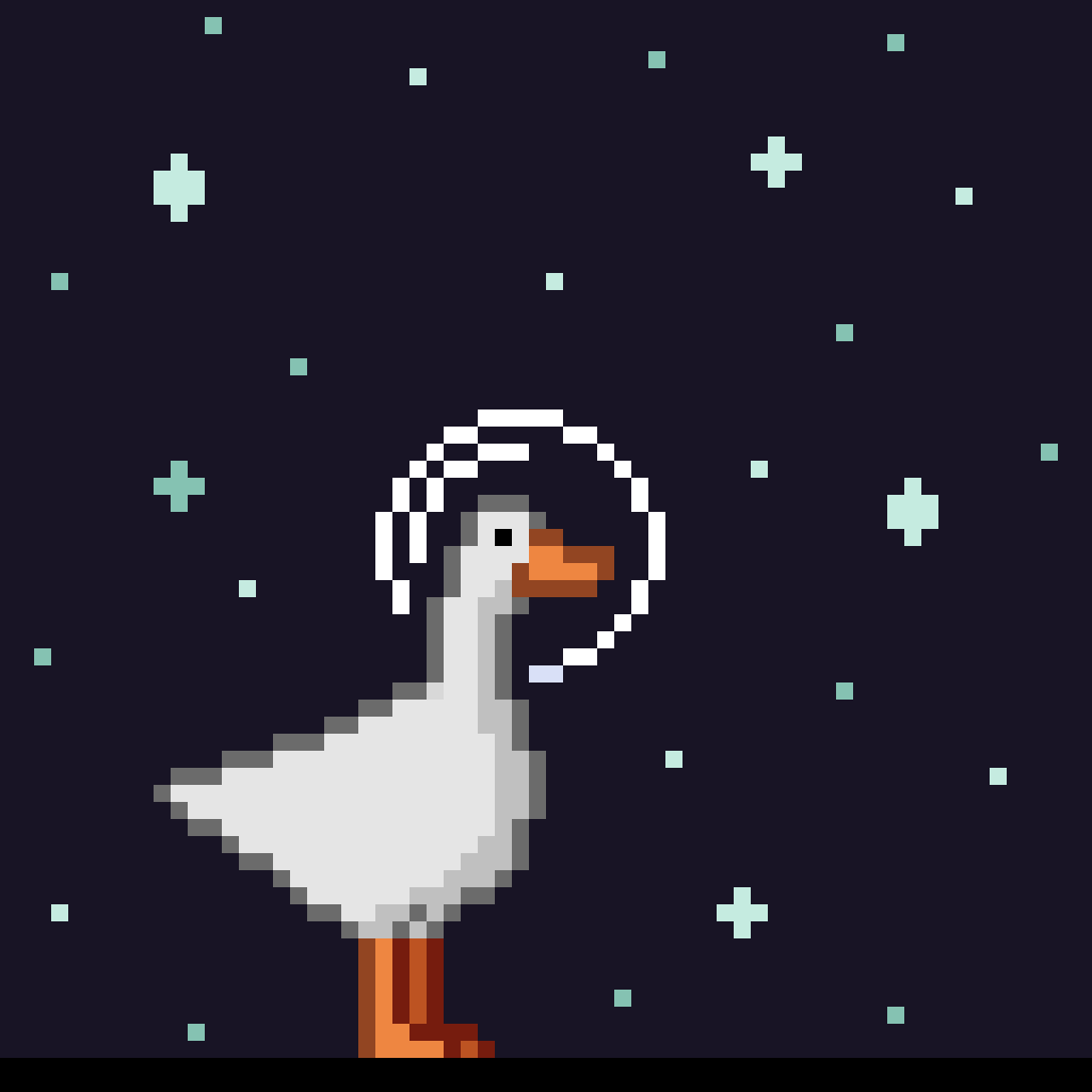 Bird_Buttocks's tweet photo. It took him a little while but I think that space #goose is finally ready for takeoff!
 #pixel_dailies @Pixel_Dailies #pixelart https://t.co/WHn8DaWfjV