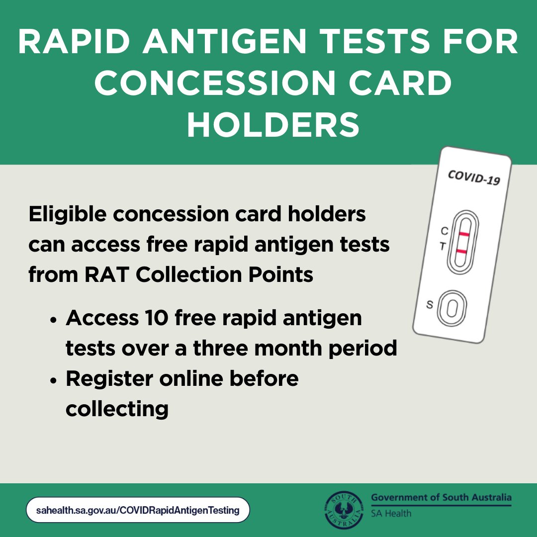SA Health on Twitter "Concession card holders can continue to access