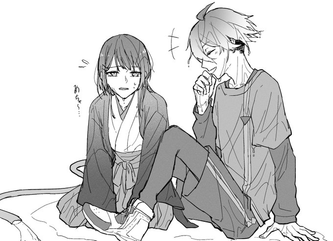麿さに落書き
水やりしてた審神者がドジして2人揃ってずぶ濡れになったやつ 