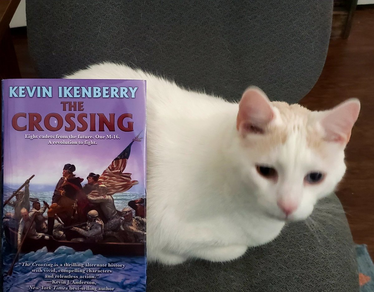 Casper is here to remind you that @thewriterike's debut solo novel with @BaenBooks, #TheCrossing, is available via  bookstores and online in two days. Don't forget to enter his contest for free swag!