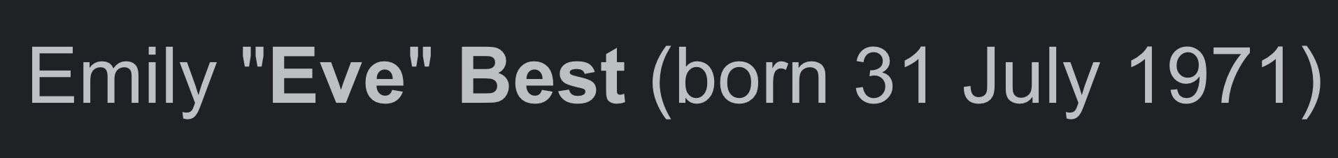 Emily Eve Best.. my mom aka Rhaenys Targaryen. Happy Birthday  Hope you enjoying your day 