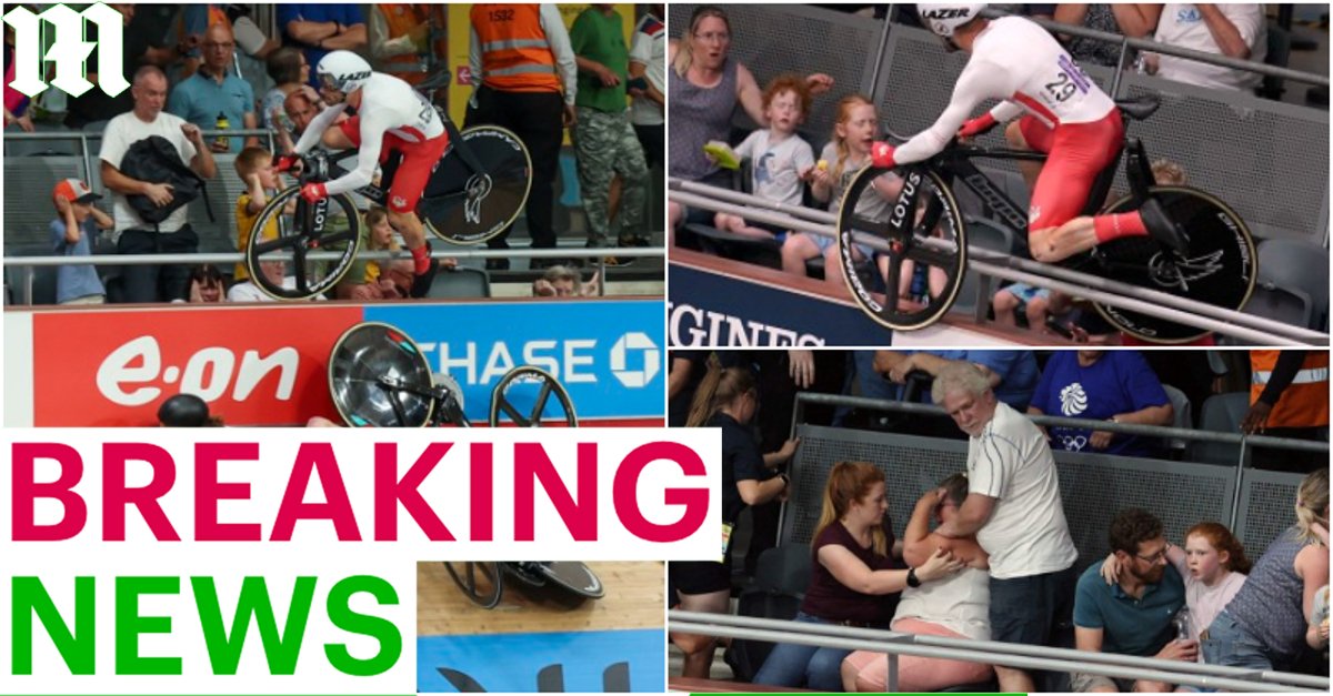 MailSport's tweet photo. BREAKING: Commonwealth Games cycling is ABANDONED after horror crash sees England's Matt Walls fly into the crowd and fans left bloodied
READ MORE: https://t.co/TYq7Wp7oSS https://t.co/VhkJ8iNmyA