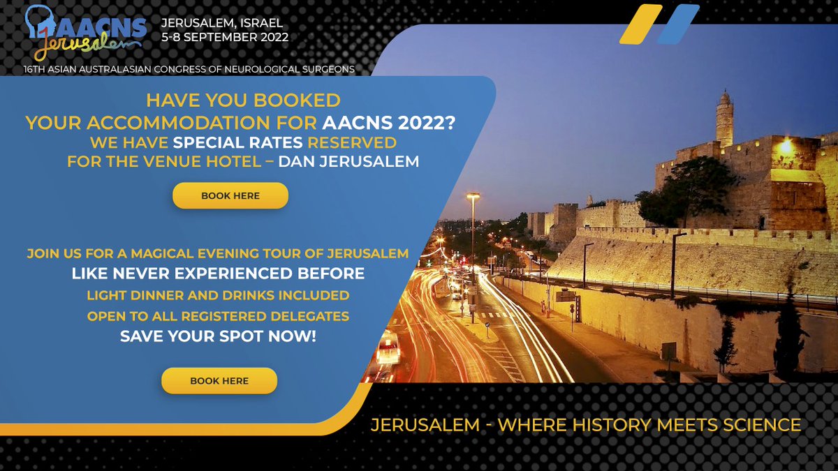 Aacns2's tweet photo. We have special rates for the Venue Hotel - Dan Jerusalem:
https://t.co/LqQ1AT9Zhy

We have also planned a magical evening tour of Jerusalem like never experienced before! Light dinner &amp; drinks included. Reserve your spot now: https://t.co/dRgdZidU5j https://t.co/5WQoY2R2jI