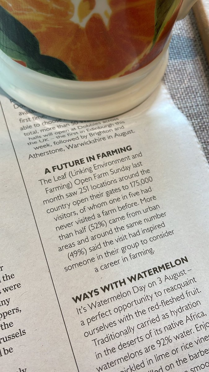 Well done and thank you to all those who opened their gates for <a href="/OpenFarmSunday/">OpenFarmSunday</a> last month 🙌🏻! Great to see these stats in <a href="/waitrose/">Waitrose & Partners</a> weekend paper #inspiring #backbritishfarming