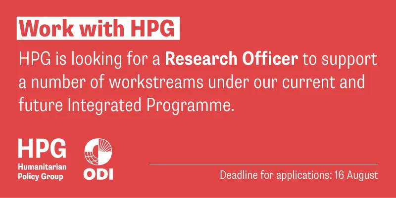 HPG (now on Bluesky: hpg-odiglobal.bsky.social) (@hpg_odi) on Twitter photo 📢 Job alert 📢
HPG is looking for a Research Officer to contribute to designing and delivering innovative, high-quality and policy-relevant research, policy advice and public-affairs initiatives. 
Apply here 👇 buff.ly/3bhNWZI 📢 Job alert 📢
HPG is looking for a Research Officer to contribute to designing and delivering innovative, high-quality and policy-relevant research, policy advice and public-affairs initiatives. 
Apply here 👇 buff.ly/3bhNWZI