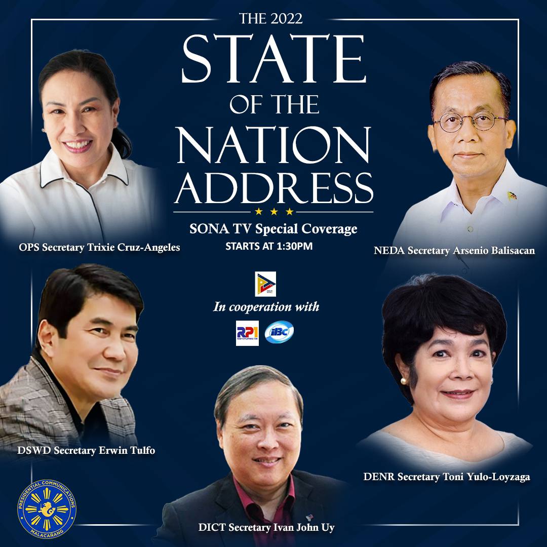 ibctv13's tweet photo. The Office of the Press Secretary invites you to watch the PTV and IBC simulcast SONA Special Coverage tomorrow, to give the Filipino people a glimpse of what PBBM will tackle on his first SONA. July 25, 2022, at 1:30 pm.

Also simulcast on Radyo Pilipinas shortly before 4 pm. https://t.co/hQ0npC0eEJ