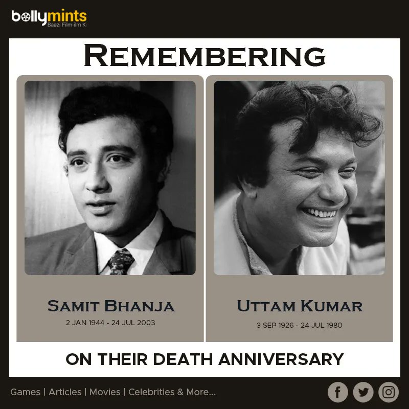BollyMints's tweet photo. Remembering #SamitBhanja and #UttamKumar on their Death Anniversary ! https://t.co/fKDTG9a1gf