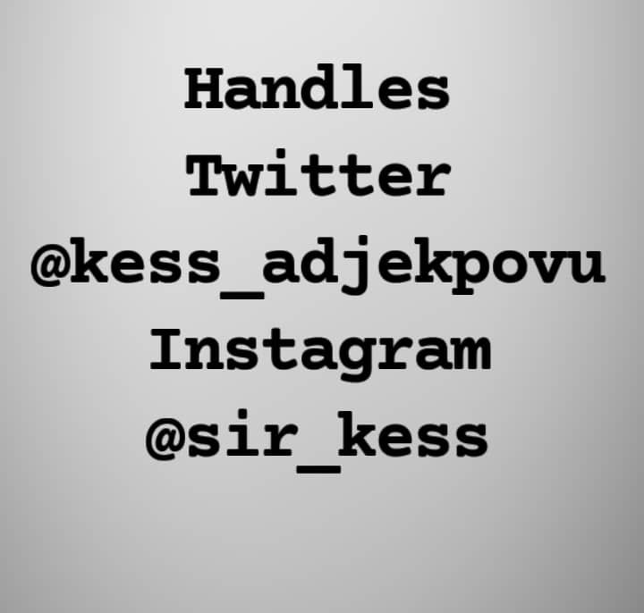 Kess_Adjekpovu's tweet photo. Here are my real handles guys. Love from kess https://t.co/GxN9KuXKyz
