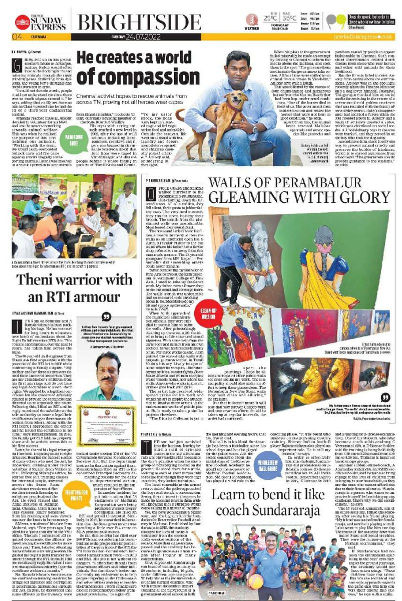 AntoJoseph's tweet photo. #BRIGHTSIDE is a Sunday brunch by #TNIE. We bring you stories of good Samaritans for a refreshing weekend read.
Happy reading!

@NewIndianXpress
@xpresstn

Written by 
@kv_navya
@Thiruselvamts
@jeyahirthi
@reportervignesh 

Pg anchored by @archita_goop

https://t.co/gcLy9KDl2h https://t.co/4r6sz9GNxm