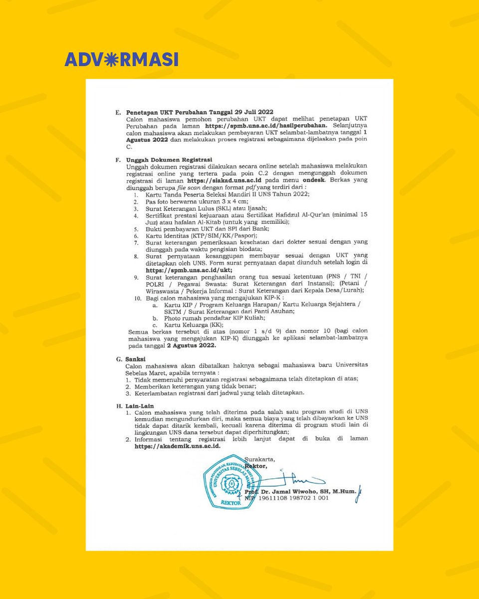 bemfisipuns's tweet photo. [Timeline Registrasi Mahasiswa Baru FISIP UNS 2022 Jalur SMJU UTUL dan SMJU  UTBK Gelombang 2]

Halo Sobat FISIP ✨

Kami mengucapkan selamat kepada calon mahasiswa baru yang telah lulus seleksi sebagai mahasiswa baru FISIP UNS tahun akademik 2022/2023 jalur UTUL dan UTBK Gel. 2. https://t.co/YULj9Mafs5