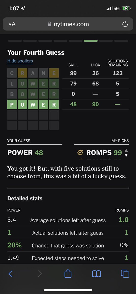 Wtf #wordlebot, you gave me 0 pts for one guess and then a 48 for getting the right answer? #wordle #wordle400