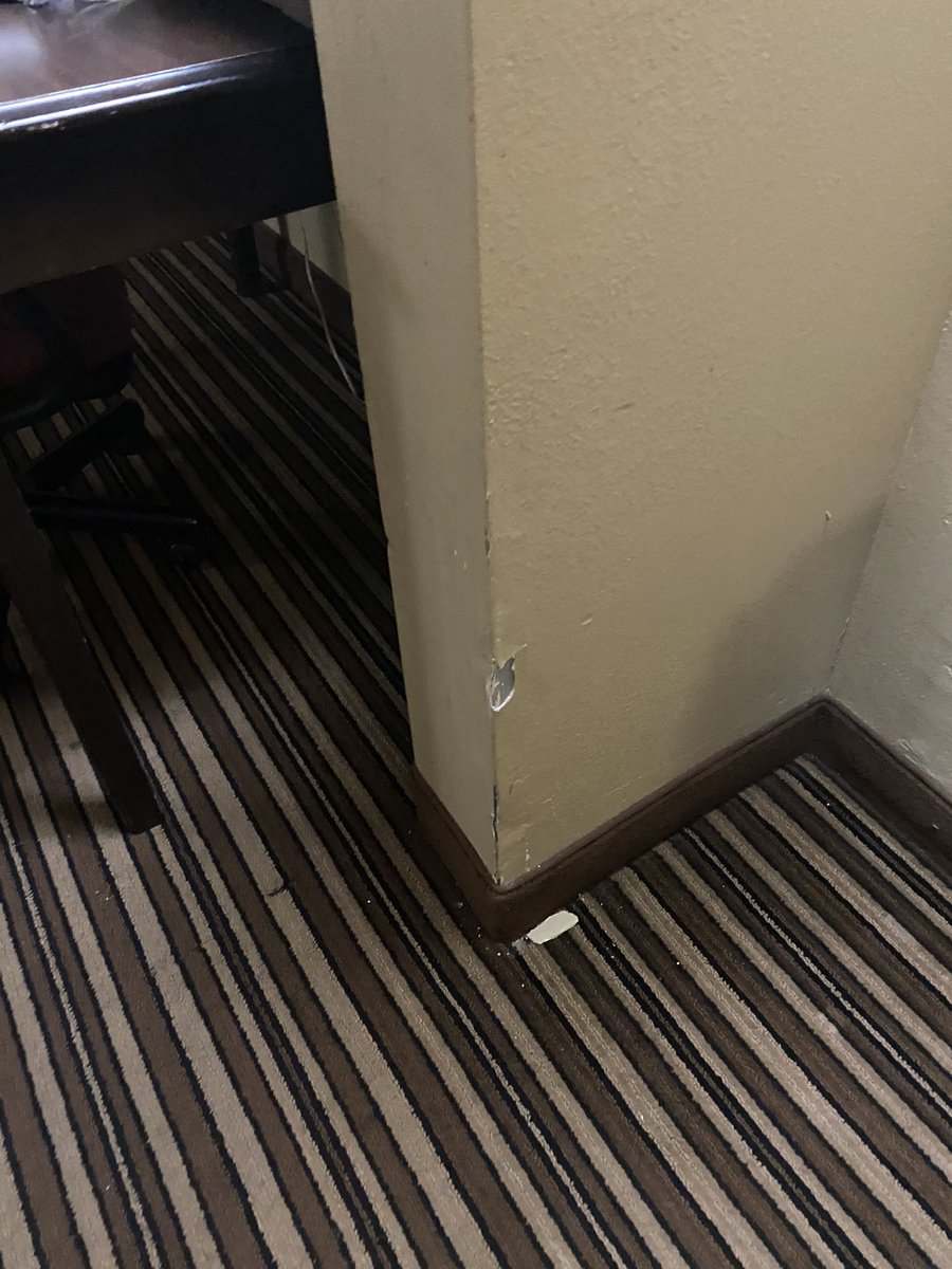ERPgold's tweet photo. Booked a @QualityLHC hotel via @AmericanExpress  In Westminster CO, Checked in today to find a room with broken walls, ripped carpet and bad smell. Shouldn’t be on American express list. The pictures on the website does not match rooms at all. https://t.co/Cu8XUmNbzK