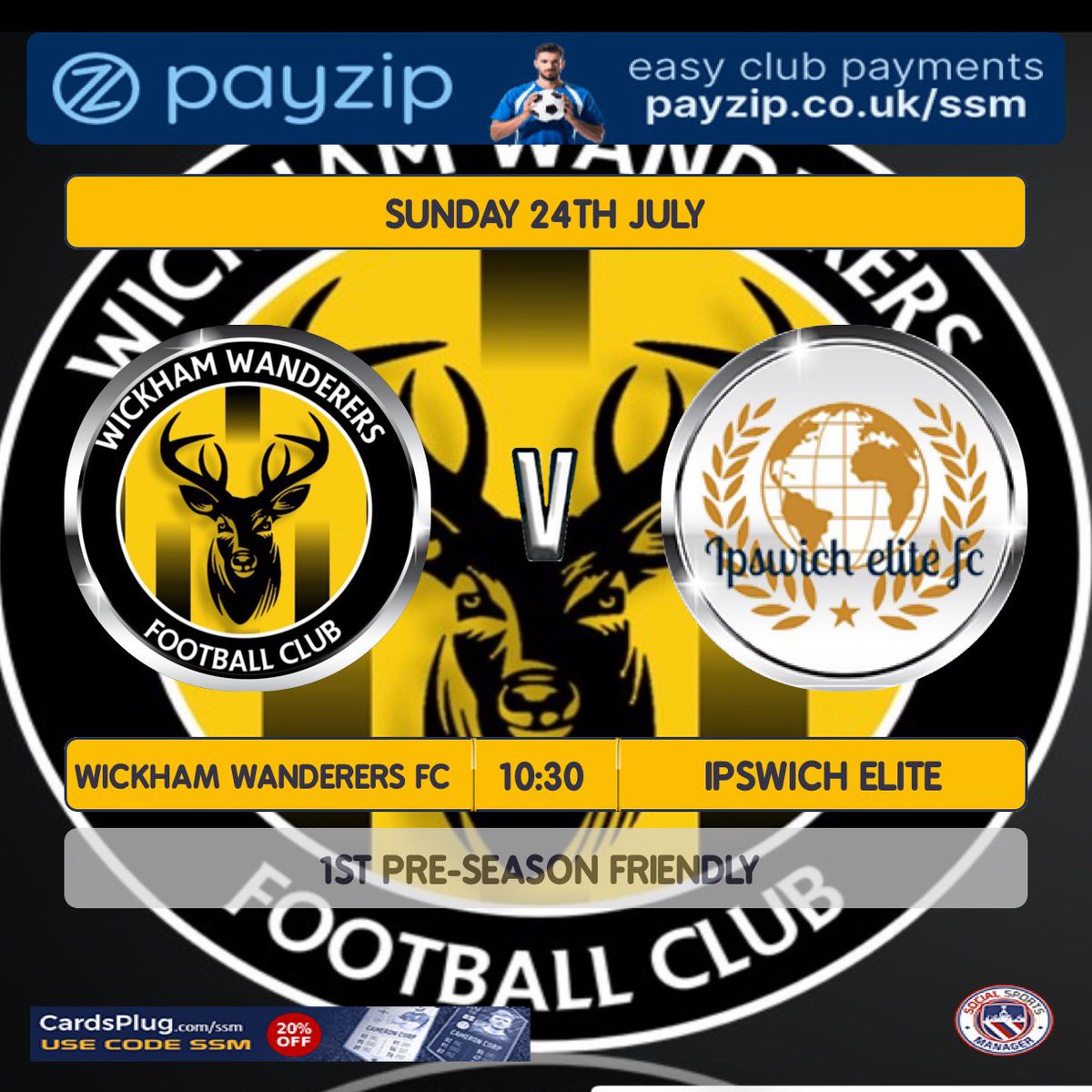 Match day
Wickham first pre-season friendly and we take on the <a href="/EliteIpswich/">IpswichEliteFC</a> lads , going be a hard first game back but really looking forward to this game. ⚫️🟡⚫️