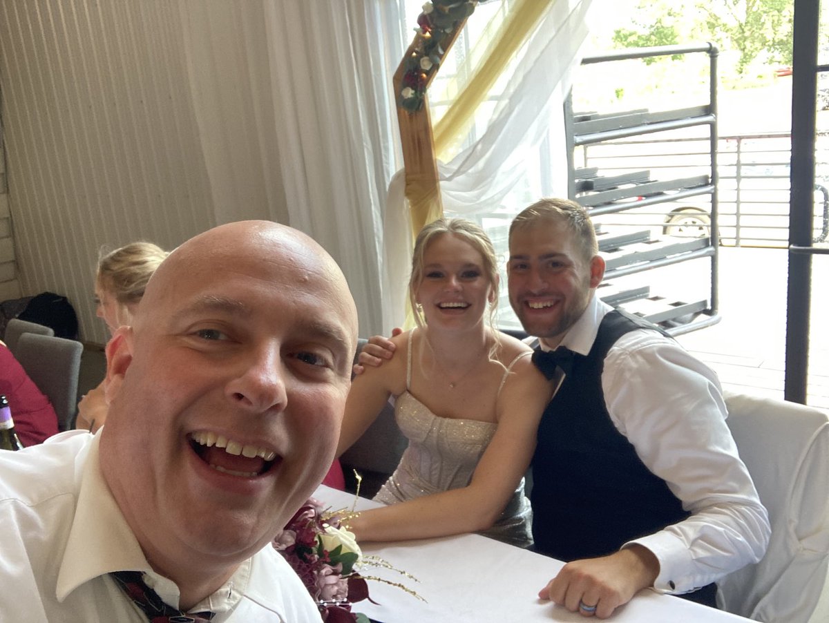RevShevWLC's tweet photo. Best Thing Today, July 23: Honored to share God’s Word of encouragement with the new Mr. &amp; Mrs. Serbiak as they begin their life together! Family+Friends=Fun at this event in downtown Chetek! #weartheuniformofGodeachday #800homemaderavioli #GrandpaTombroughtmorecowbell https://t.co/RjYCv0QMoL