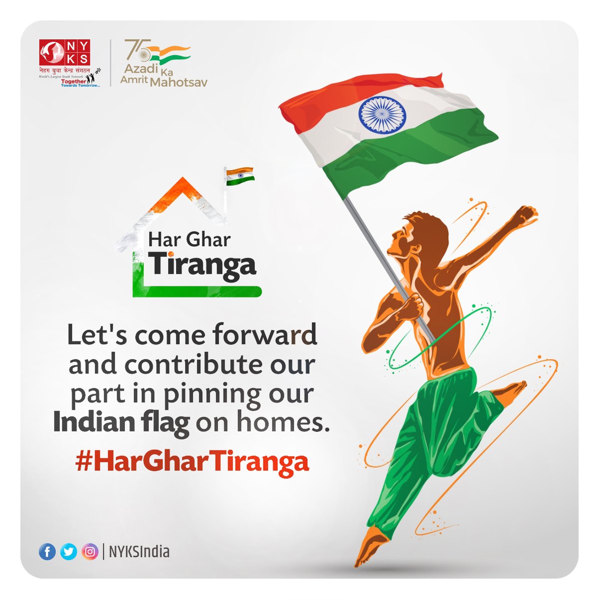 Nothing brings more pride than bringing home our #NationalFlag & watching it fly high. Let's come forward and contribute our part in pinning our Indian flag on homes. #harghartiranga #JaiHind