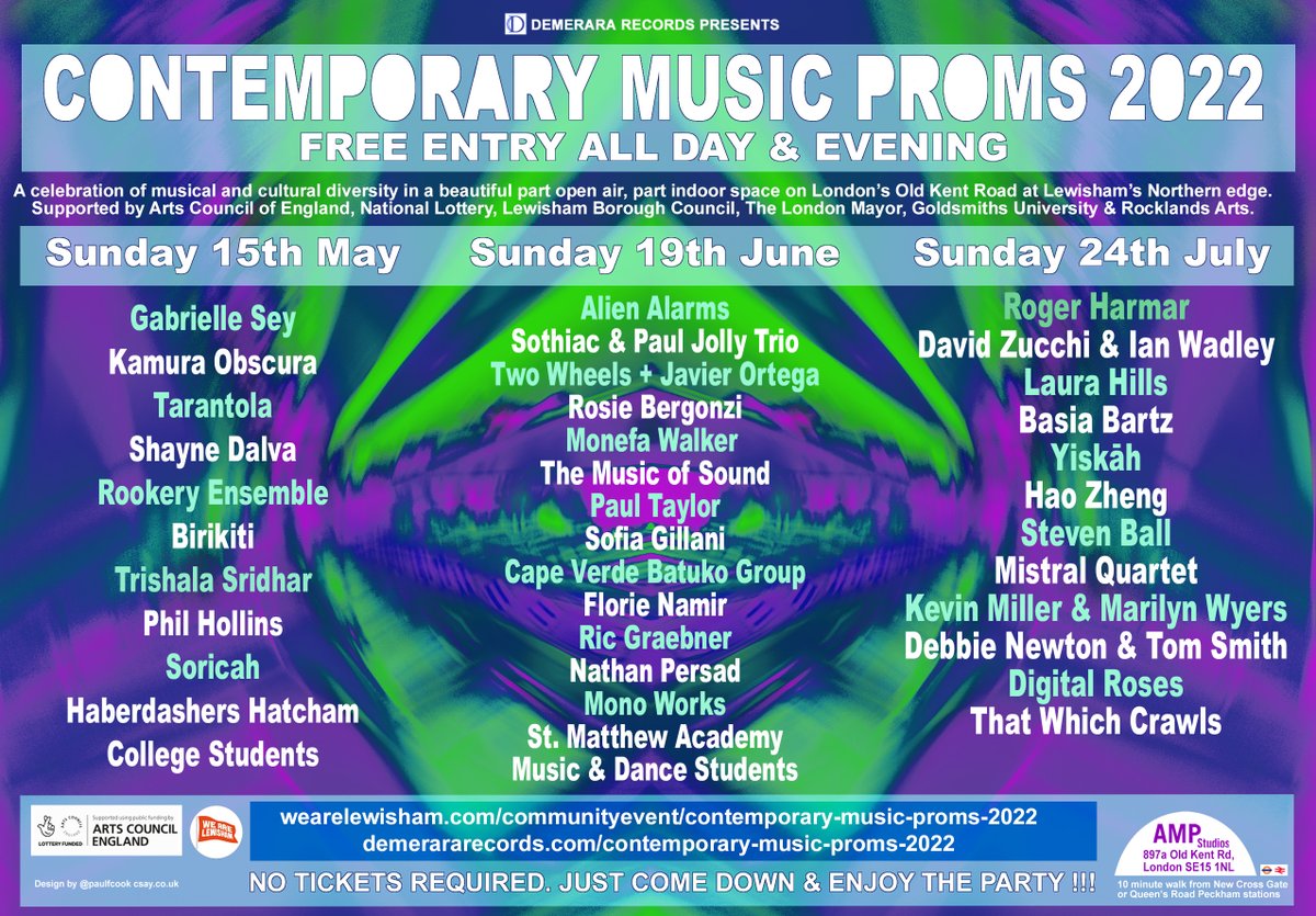 TrustTheDocUK's tweet photo. It's todaaayyy!!! And it's FREE ENTRY all day. The 3rd & final #ContemporaryMusicProm 2022 at beautiful #AMPStudios. 11 acts, 2 stages, hot Indian food, licensed bar, disabled access, children welcome. Join the party. Thanx @ace_national @TNLUK @WeAreLewisham @rocklandstv https://t.co/zOprv7Re0j
