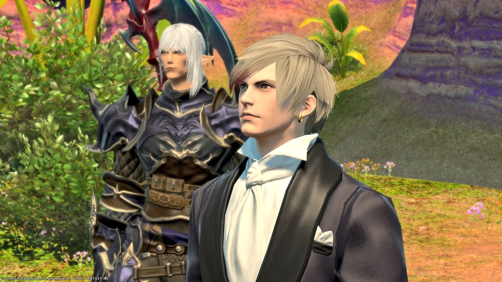 VincentFFXIV's tweet photo. あっゴメン！
カッコ良すぎて聞いてなかったわ。
つまり実験用の鱗が足りないから、かわいいアウラをナンパしてこいってことでいいかな？ https://t.co/uystx9sJRg