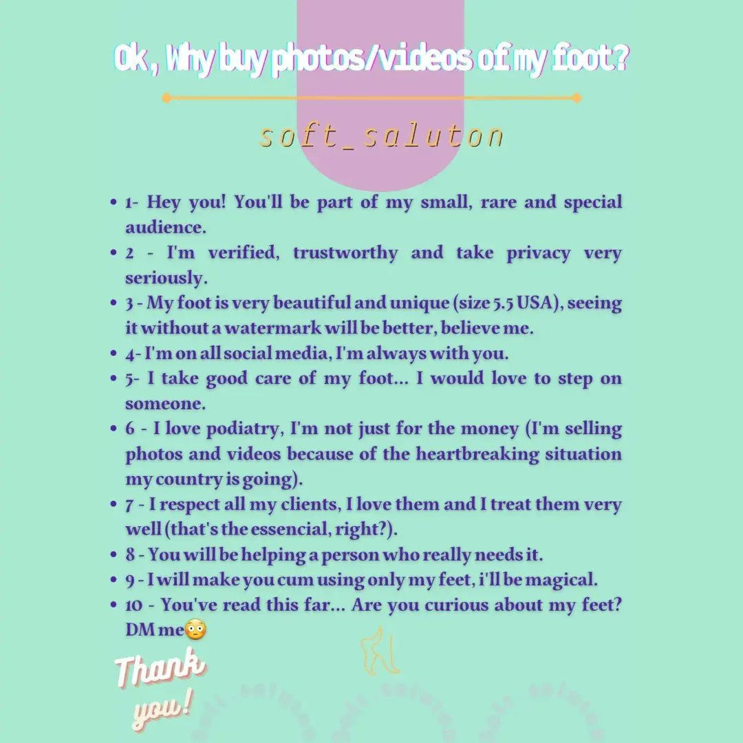 Soft_saluton's tweet photo. #thot #nsfw #nsfwtwt #teenager #schoolteen #nsfw #Legal #teen #taboo #Sellingcontents #onlyfans #onlyfanspromo #toes #feetpicsforsales #feetworship #feetpost #feetcontent #footmodel #feet #prettyfeet #feetlove #feetsmelling #footrubs #oilyfeet #instafeetlover #softsoles #femdom https://t.co/teUxtngJ4C