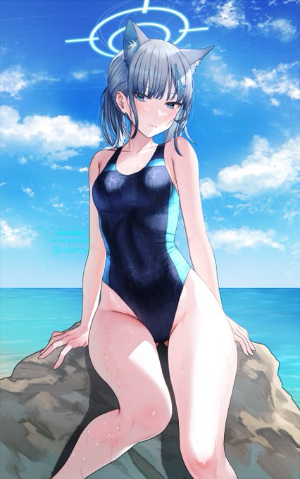 スク水シロコ #ブルアカ(リプ欄に差分URL有り) 