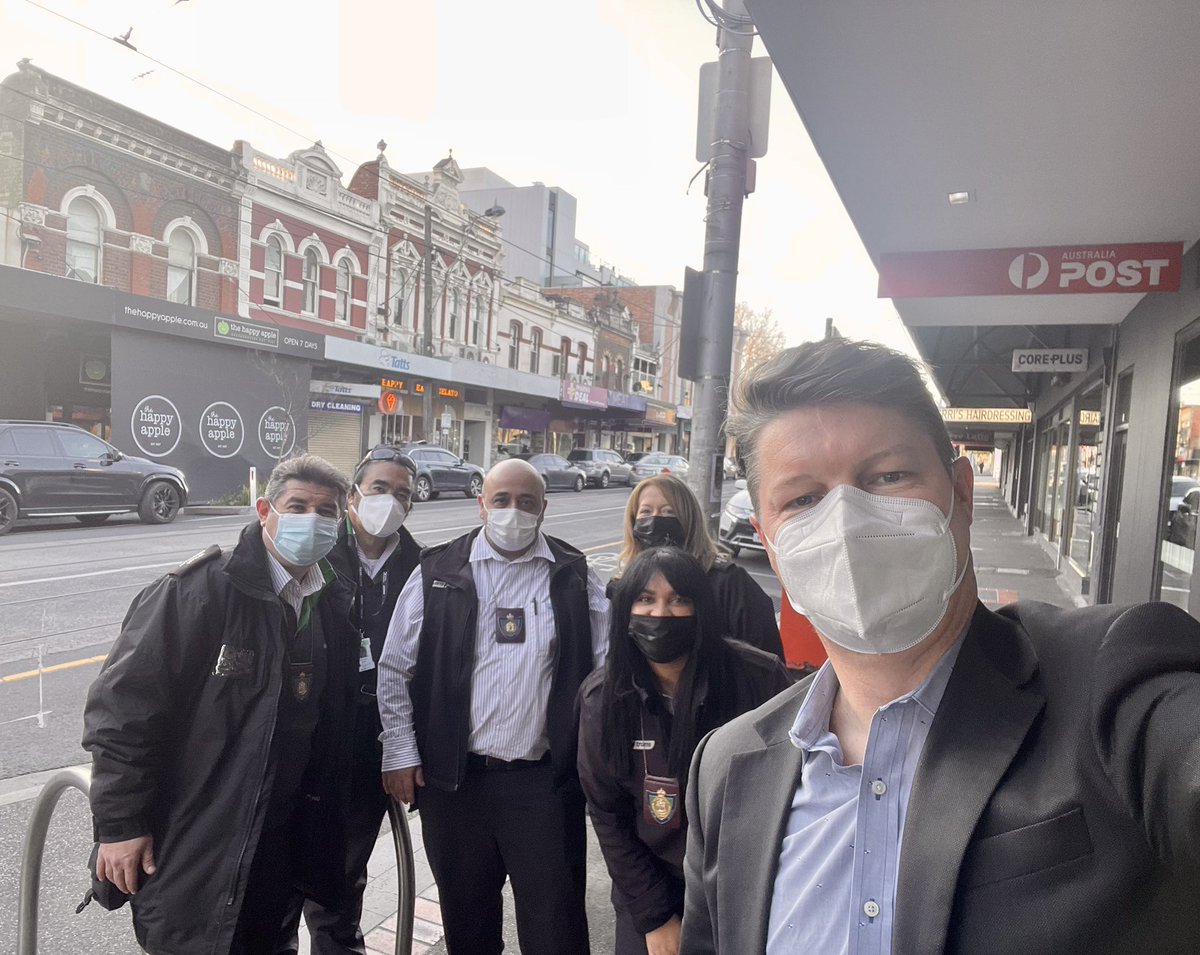 BenCarrollMP's tweet photo. Working hard on a Sunday to keep us all safe on public transport. Standing behind me is 80 years experience with @yarratrams, including a former tram conductor with 28 years service. Please #MaskUp for them, for you and your loved ones. 😷🚞 #Route57 https://t.co/IwTS4oq0FP
