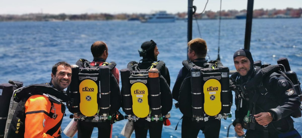 Chris_Drerup's tweet photo. Done! @DrMartinJohnHow, @MatteoSanton and I are now officially TDI MOD1 CCR divers @TDIdivers @rEvoRebreathers and ready for any upcoming #fieldwork trips. Big thanks to @TekdeepEgypt, the @DivewithLegends boat crew, and especially our two instructors Sameh and Alex. https://t.co/p6HpKv8Qzj
