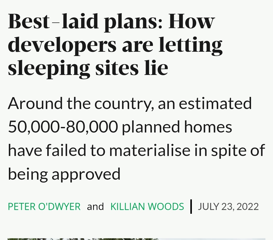 caulmick's tweet photo. Best-laid plans: How developers are letting sleeping sites lie
Around the country, an estimated 50,000-80,000 planned homes have failed to materialise in spite of being approved
@peterodwyer1
@killianwoods
#HousingCrisis
#commencements
https://t.co/npyaHHDwFM https://t.co/DarhJy5OTV