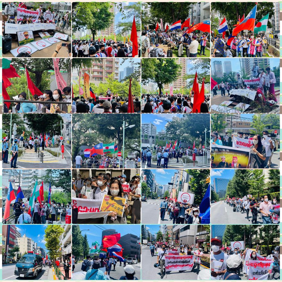 TTFR__Myanmar's tweet photo. Photos of a vigorous protest rally urging the Japanese government's non-cooperation with the military and against the Dictatorship by Myanmar expatriates in Japan.   #2022July24Coup #July24Nihon #JapaneseGovernmentAcceptNUG #WhatsHappeningInMyanmar https://t.co/iGdNdD0owf