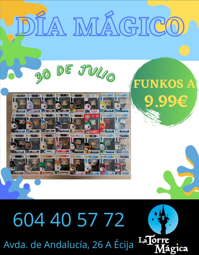 Estos días está haciendo tanta calor que nuestros precios se van a derretir!! 

El día 30 de Julio celebramos nuestro DÍA MÁGICO! En el que tendremos muchos juegos de mesas y todas las camisetas al 50%, además de un montón de Funkos a 9,99€. 

¿Te lo vas a perder?
#latorremagica
